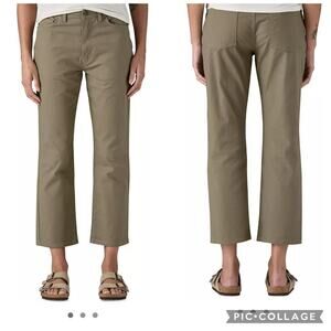 Patagonia Women's Cropped Classic Straight Pants 5 Pocket Cotton Green Sz 10